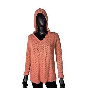 Naturale Reflections Women's Knit Hooded Sweater Salmon Orange S